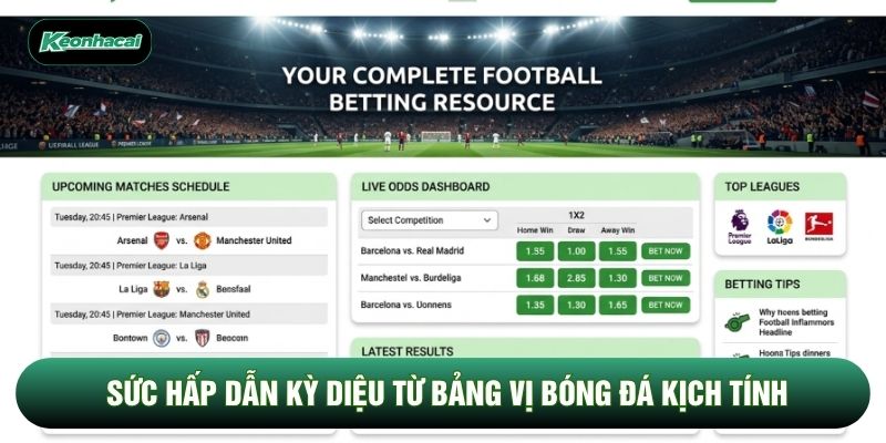 Sức hấp dẫn kỳ diệu từ bảng vị bóng đá kịch tính
